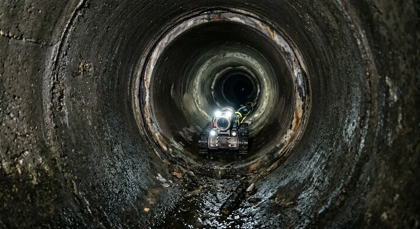 Robotic sewer camera inspecting pipe interior for Sewer Line Cleaning in Applewood